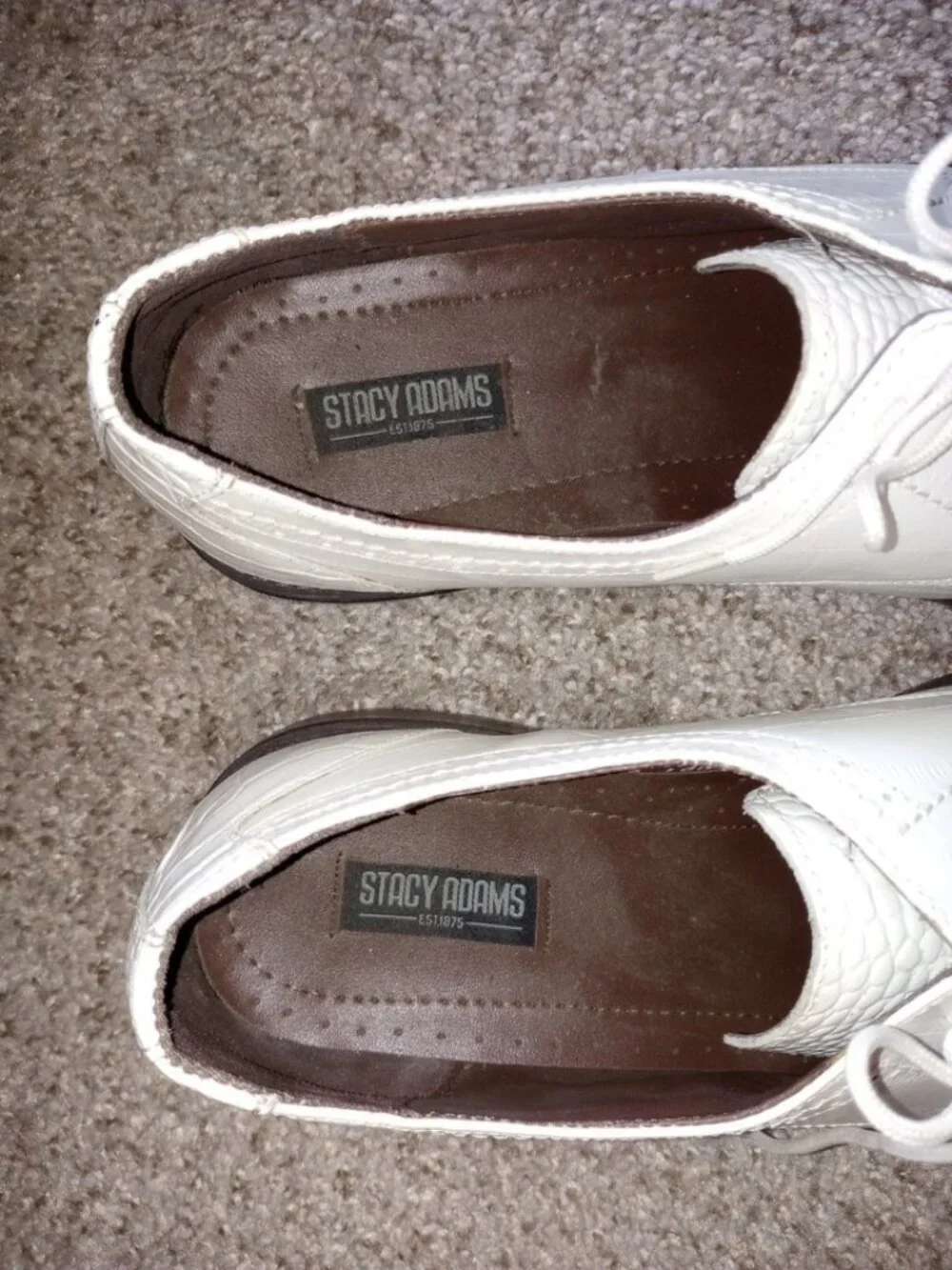 STACY ADAMS es11875 Men`s Shoes size 14M Looks like Crocodile white